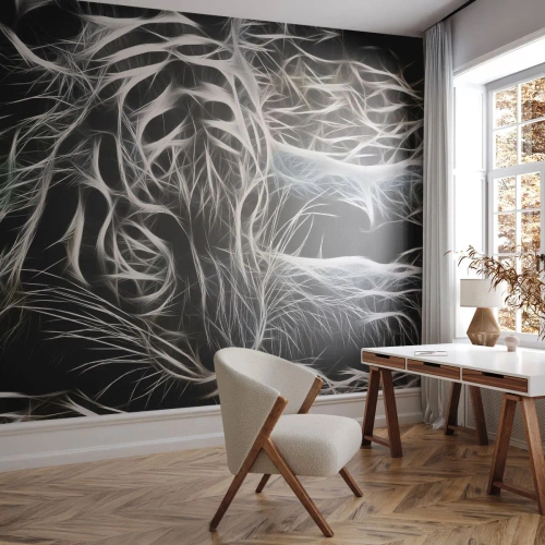 Fototapet Premium Sand - En undersøgelse af kattens lethed - Abstraktion, Tiger, Dyr - 400x280 cm