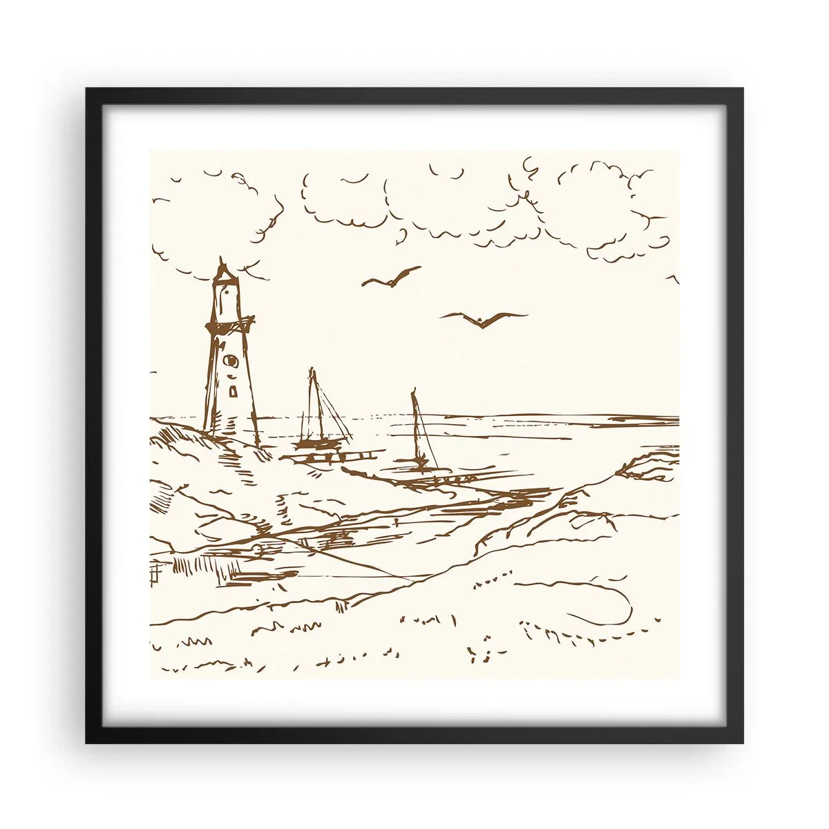 Plakat i sort ramme - Oversigt over sommerminder - 50x50 cm