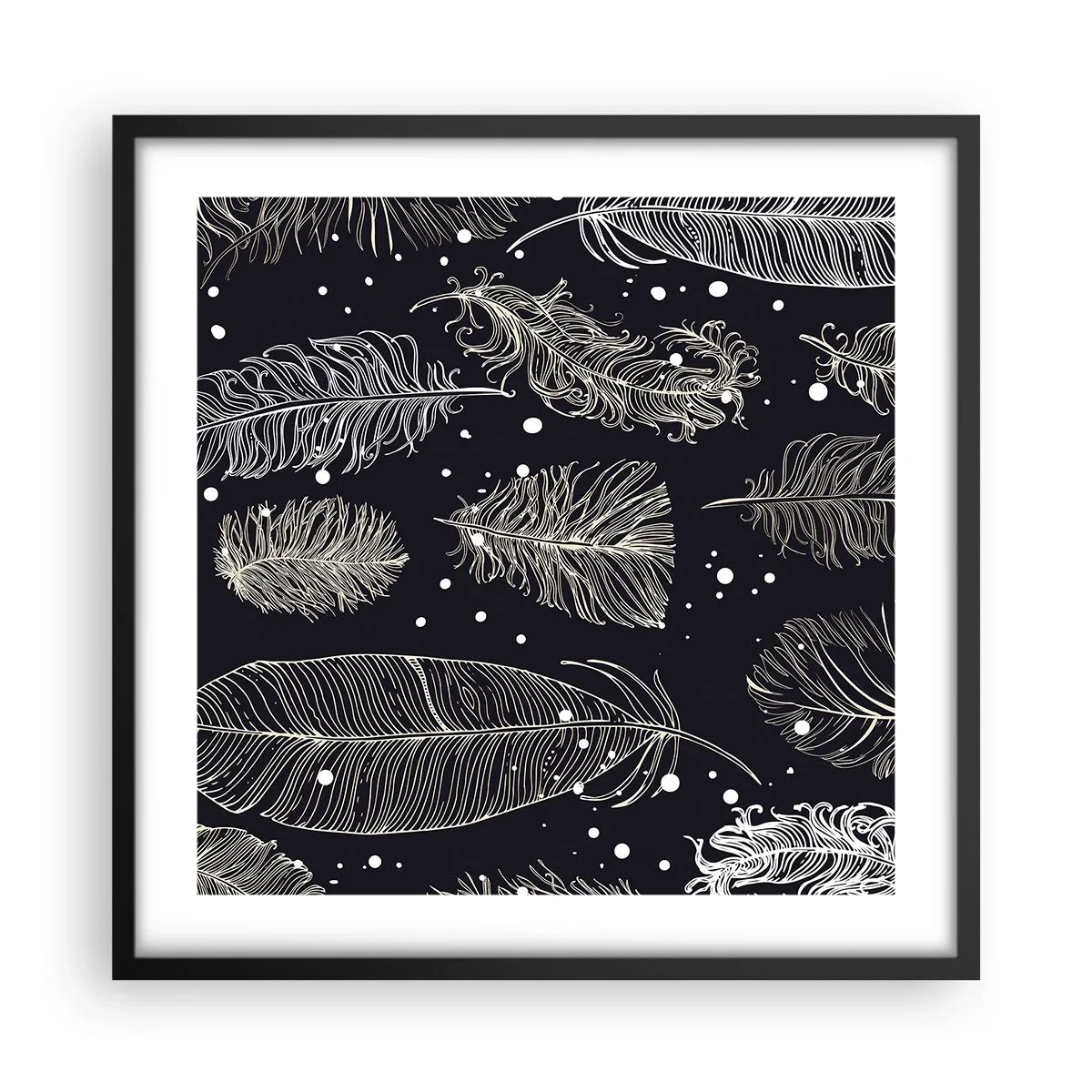 Plakat i sort ramme - Fjerede blonder - 50x50 cm