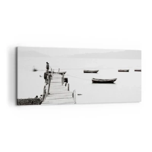 Lærredstryk - Billede på lærred - Over stille og klart vand - 100x40 cm