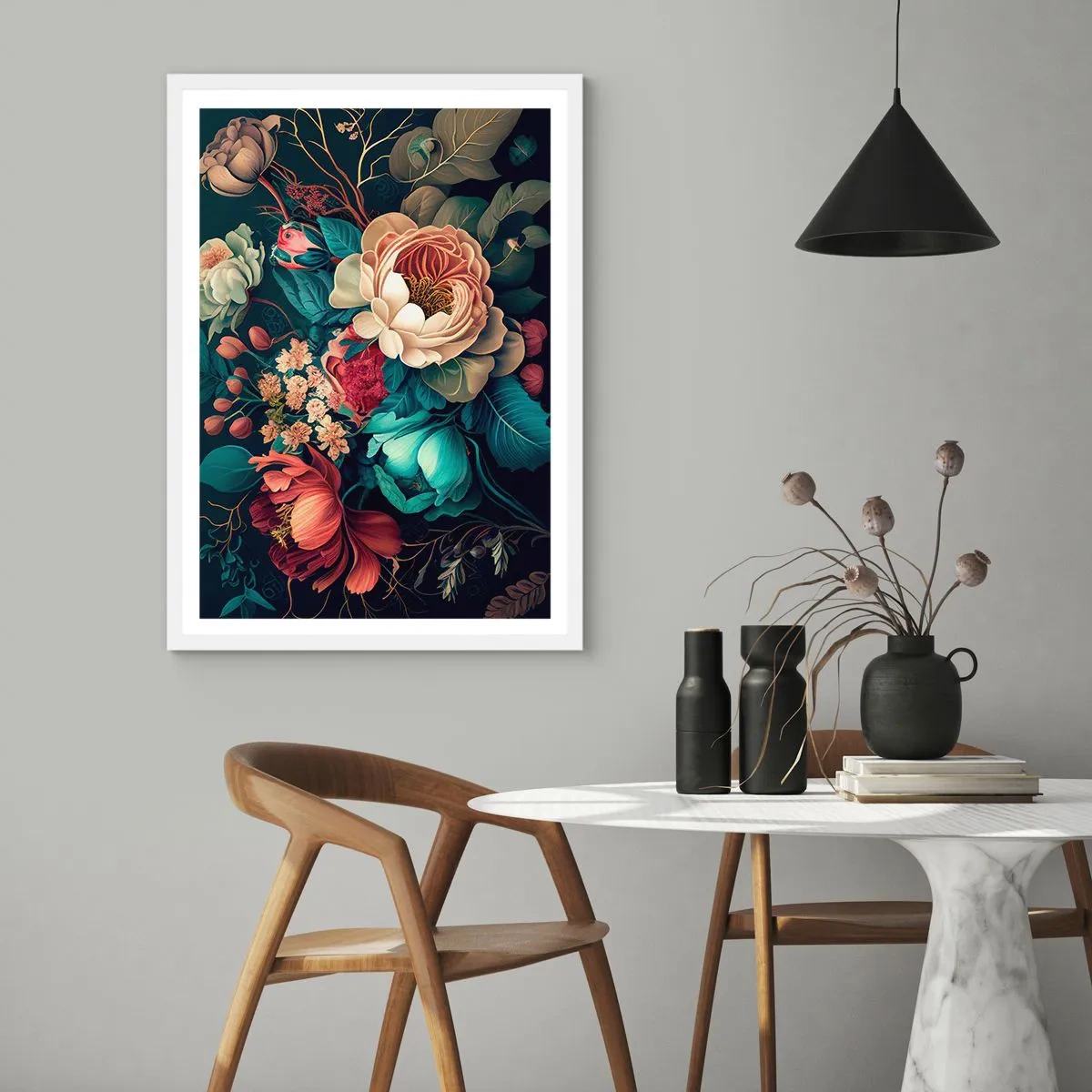 Plakat i hvid ramme - Charme fra det 19. århundrede - 50x70 cm