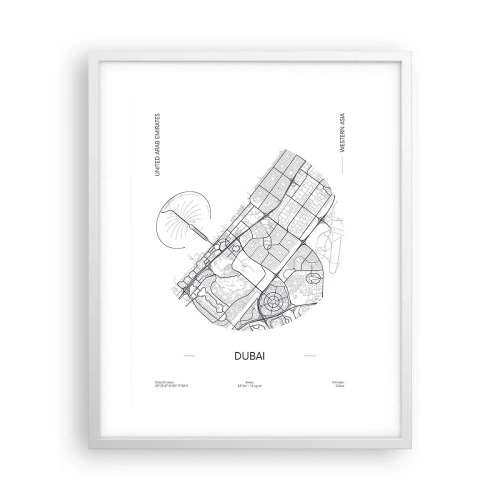 Plakat i hvid ramme - Dubais anatomi - 40x50 cm