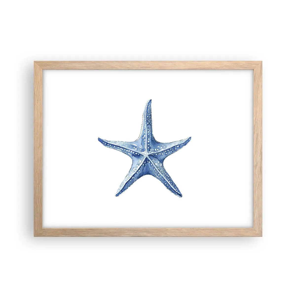 Plakat i ramme af lyst egetræ - Havets stjerne - 40x30 cm