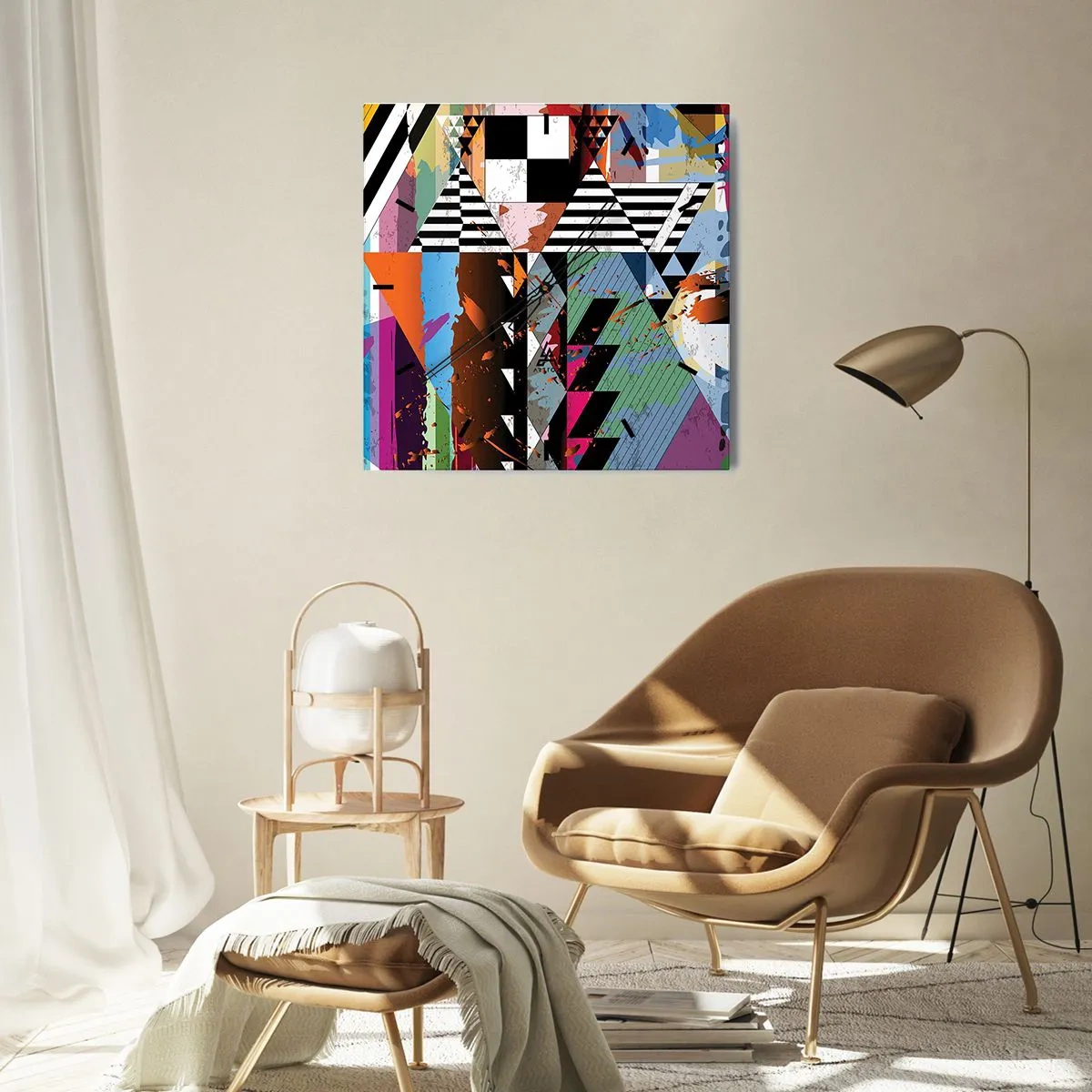 Vægur, Uret - Geometrisk og organisk - 40x40 cm