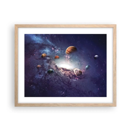 Plakat i ramme af lyst egetræ - Systemet med soldans - 50x40 cm