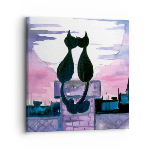 Lærredstryk - Billede på lærred - Rendez-vous under månen - 30x30 cm