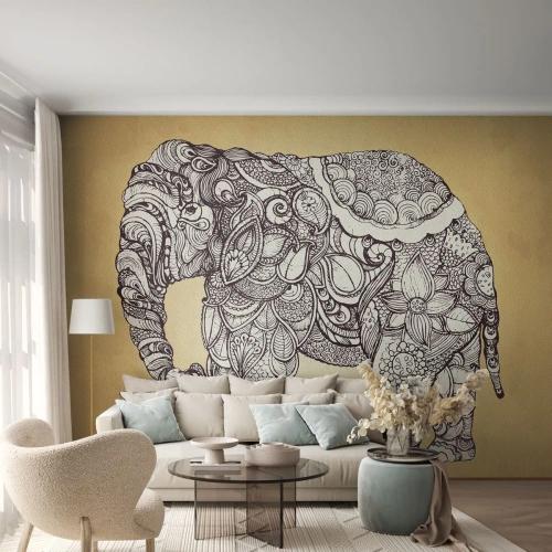 Fototapet Selvklæbende Deluxe Sticker - Elefanten er blevet blind - Elefant, indisk, Dyr - 500x350 cm