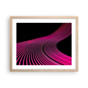 Plakat i ramme af lyst egetræ - En allé af lys - 50x40 cm
