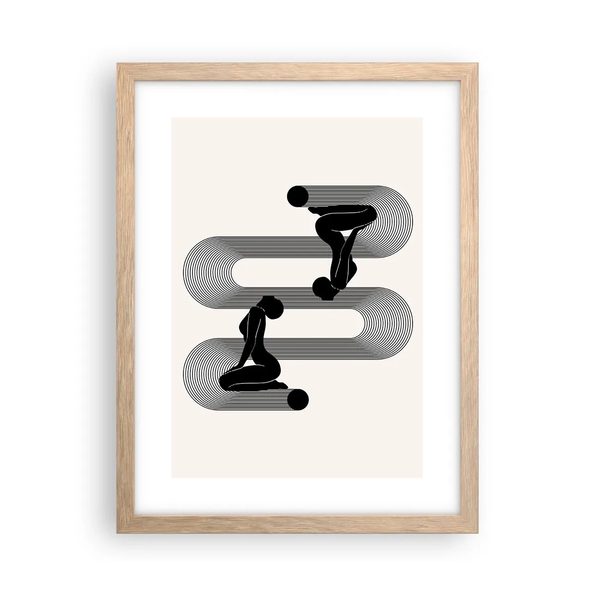 Plakat i ramme af lyst egetræ - Sensuel symmetri - 30x40 cm