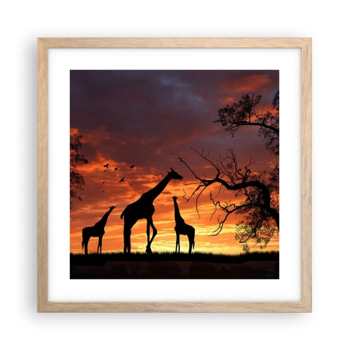 Plakat i ramme af lyst egetræ - En lille middag med dem, du holder af - 40x40 cm