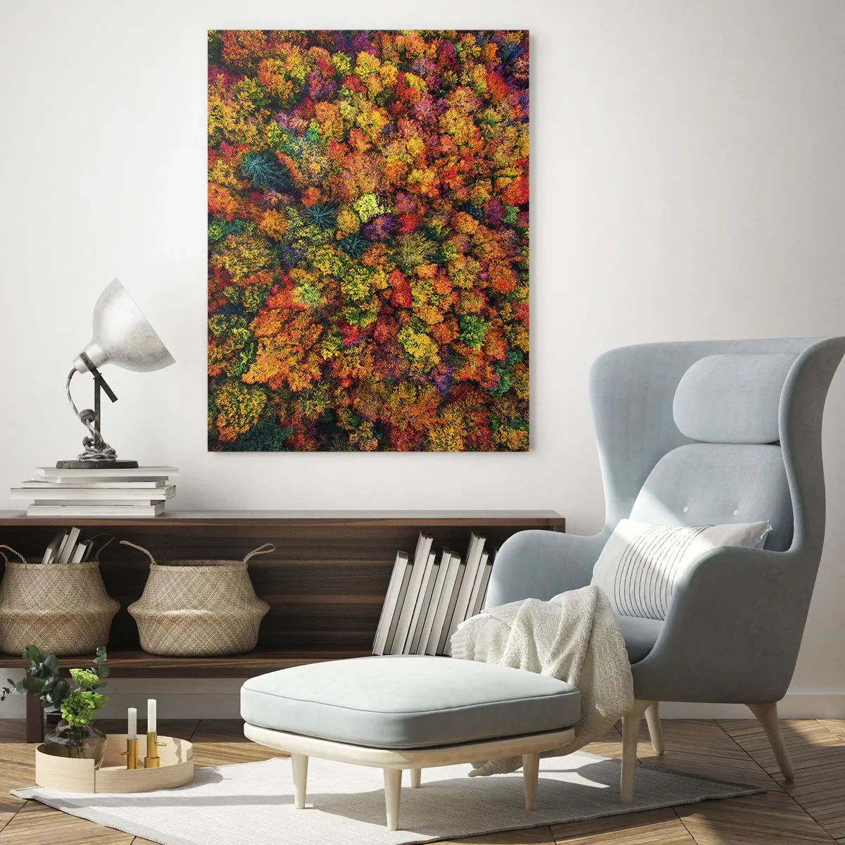 Billede på glas - Buket af efterårstræer - 50x70 cm