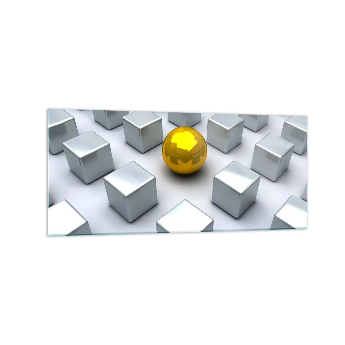 Billede på glas - Hvorfor mig? Geometrisk sammensætning - 120x50 cm