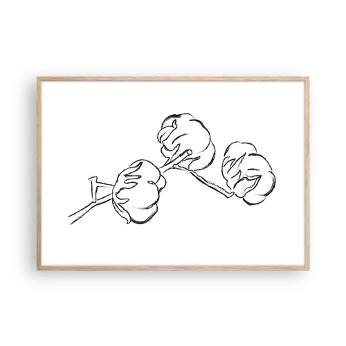 Plakat i ramme af lyst egetræ - Bomuld ned - 100x70 cm