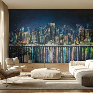 Fototapet Premium Sand - Kaskade af lys - By, Arkitektur, flod - 500x350 cm