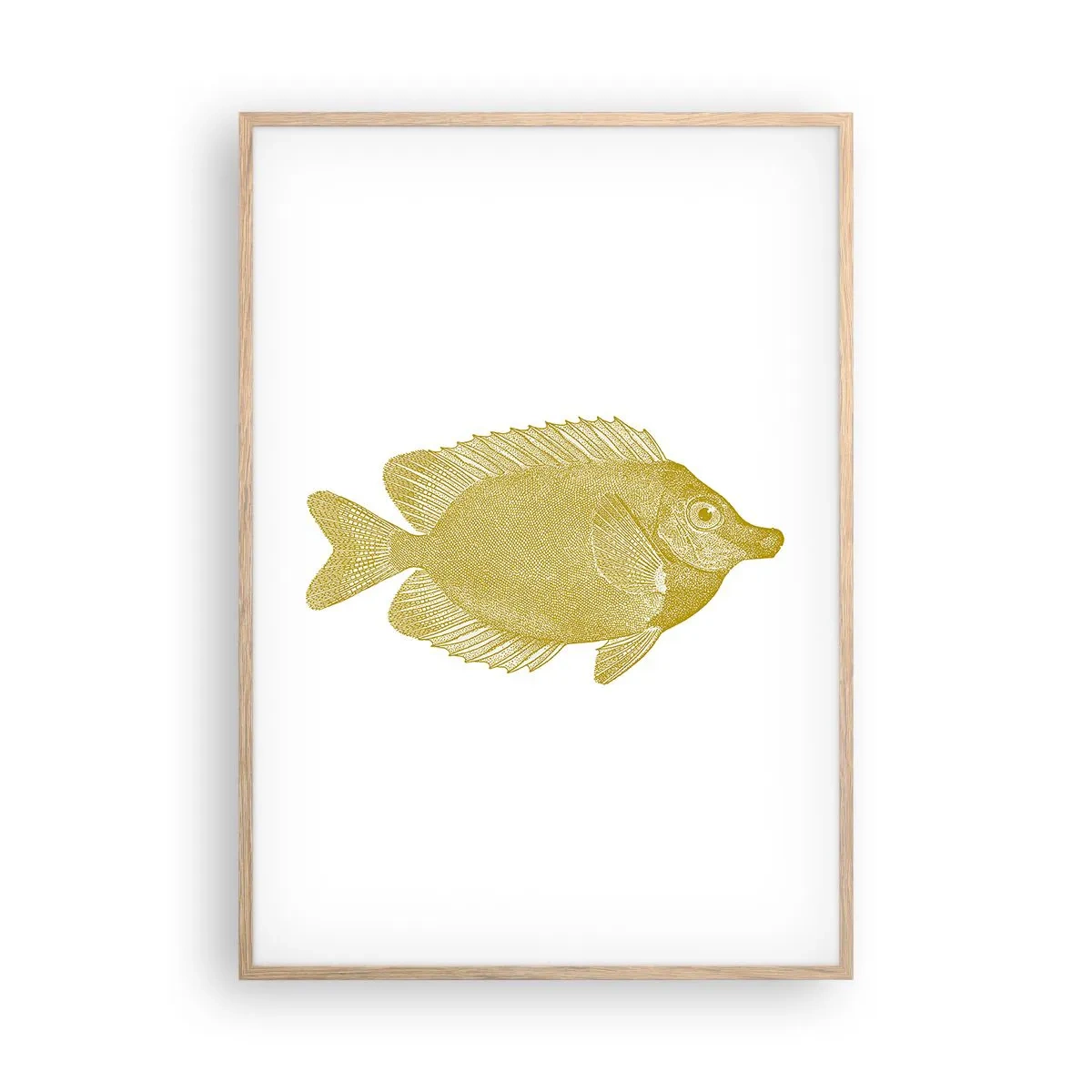 Plakat i ramme af lyst egetræ - Fisk og det er det - 70x100 cm