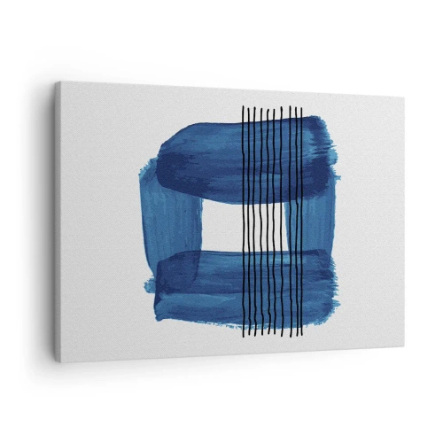Lærredstryk - Billede på lærred - Abstrakt mønster i blå nuancer med sorte linjer - 70x50cm - Blå-sort sammensætning - Moderne vægdekoration til stue og soveværelse ARTTOR