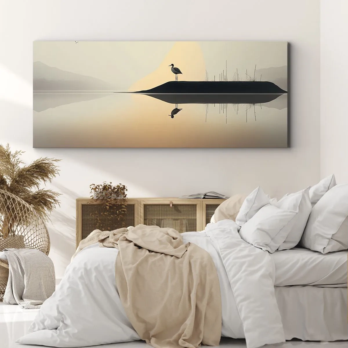 Lærredstryk - Billede på lærred - Herre på søen - 100x40 cm