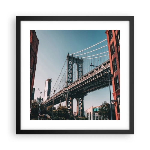 Plakat i sort ramme - Over byens bølger - 40x40 cm