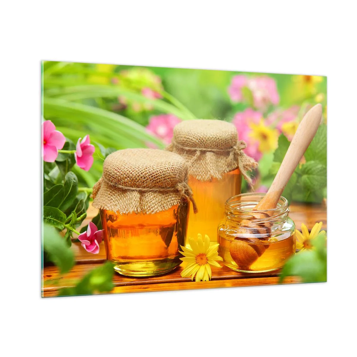 Billede på glas - Sød og blomsteragtig - 100x70 cm