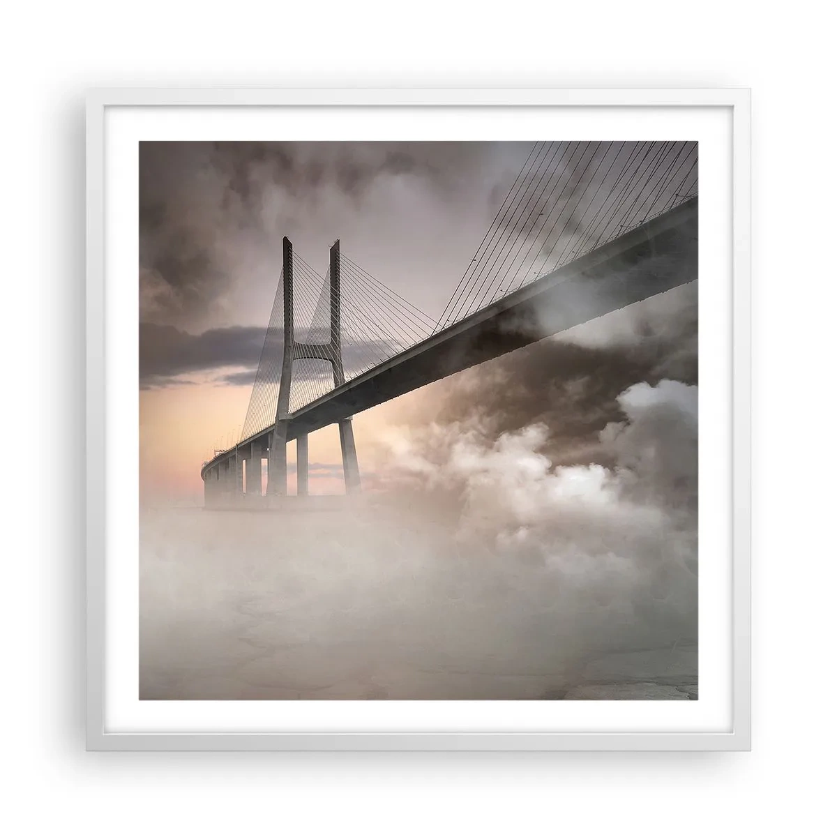 Plakat i hvid ramme - På en flod, der ikke eksisterer - 60x60 cm