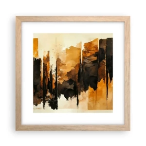 Plakat i ramme af lyst egetræ - Harmoni af sort og guld - 30x30 cm