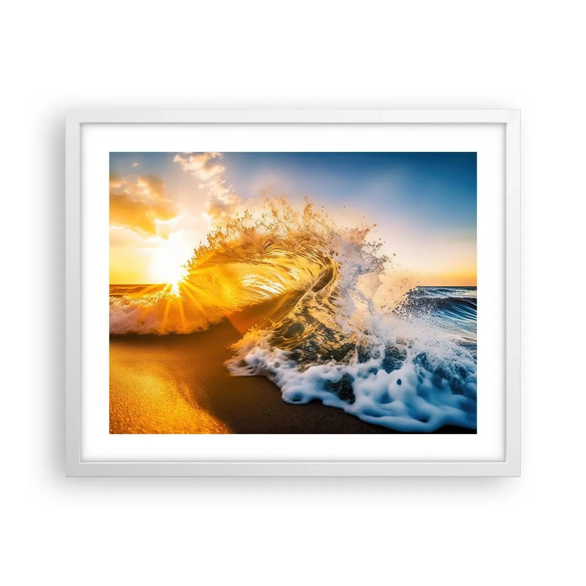 Plakat i hvid ramme - Leg på sandet - 50x40 cm