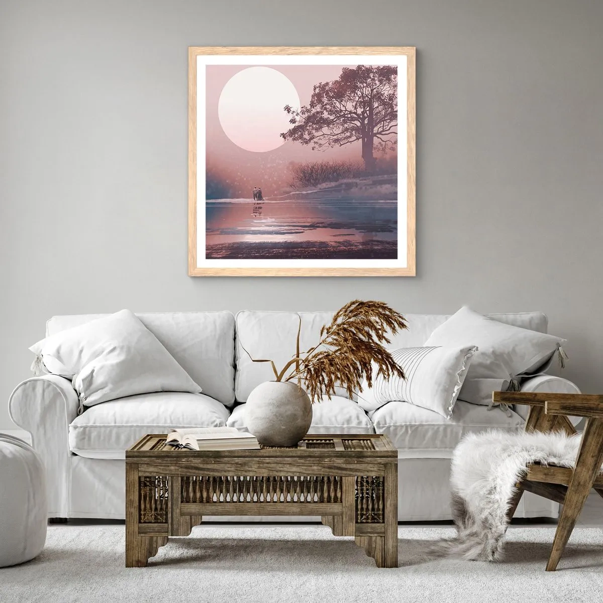 Plakat i ramme af lyst egetræ - Natlige mærkværdigheder - 30x30 cm