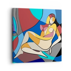 Lærredstryk - Billede på lærred - Kubistisk nøgen - 30x30 cm