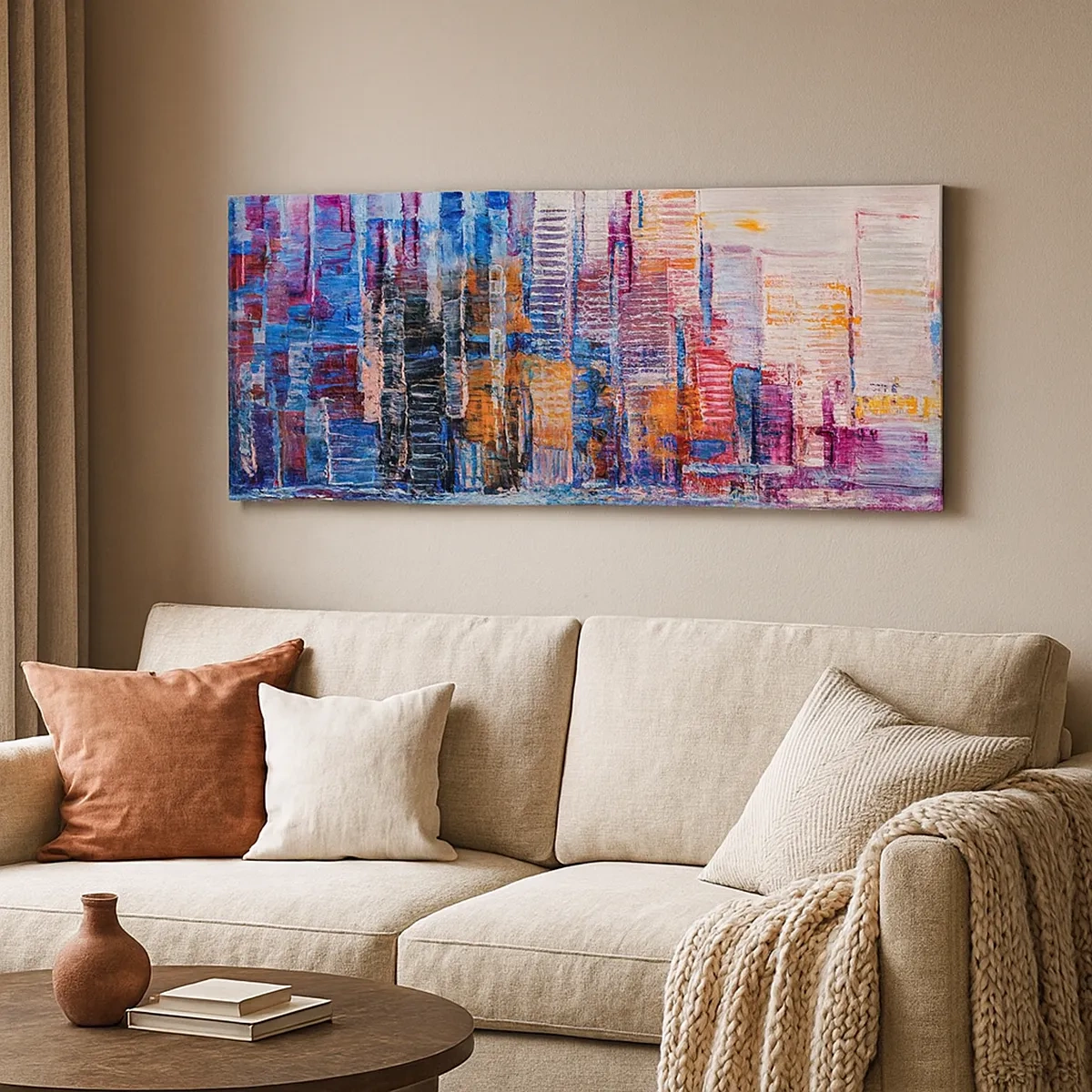 Lærredstryk - Billede på lærred - En glad metropol - 30x30 cm