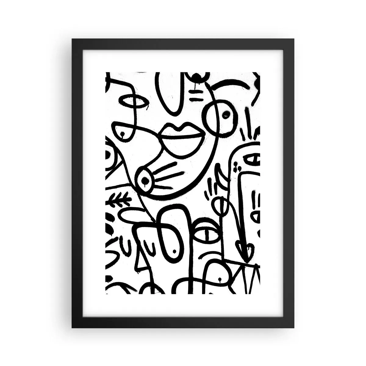 Plakat i sort ramme - Ansigter og luftspejlinger - 30x40 cm