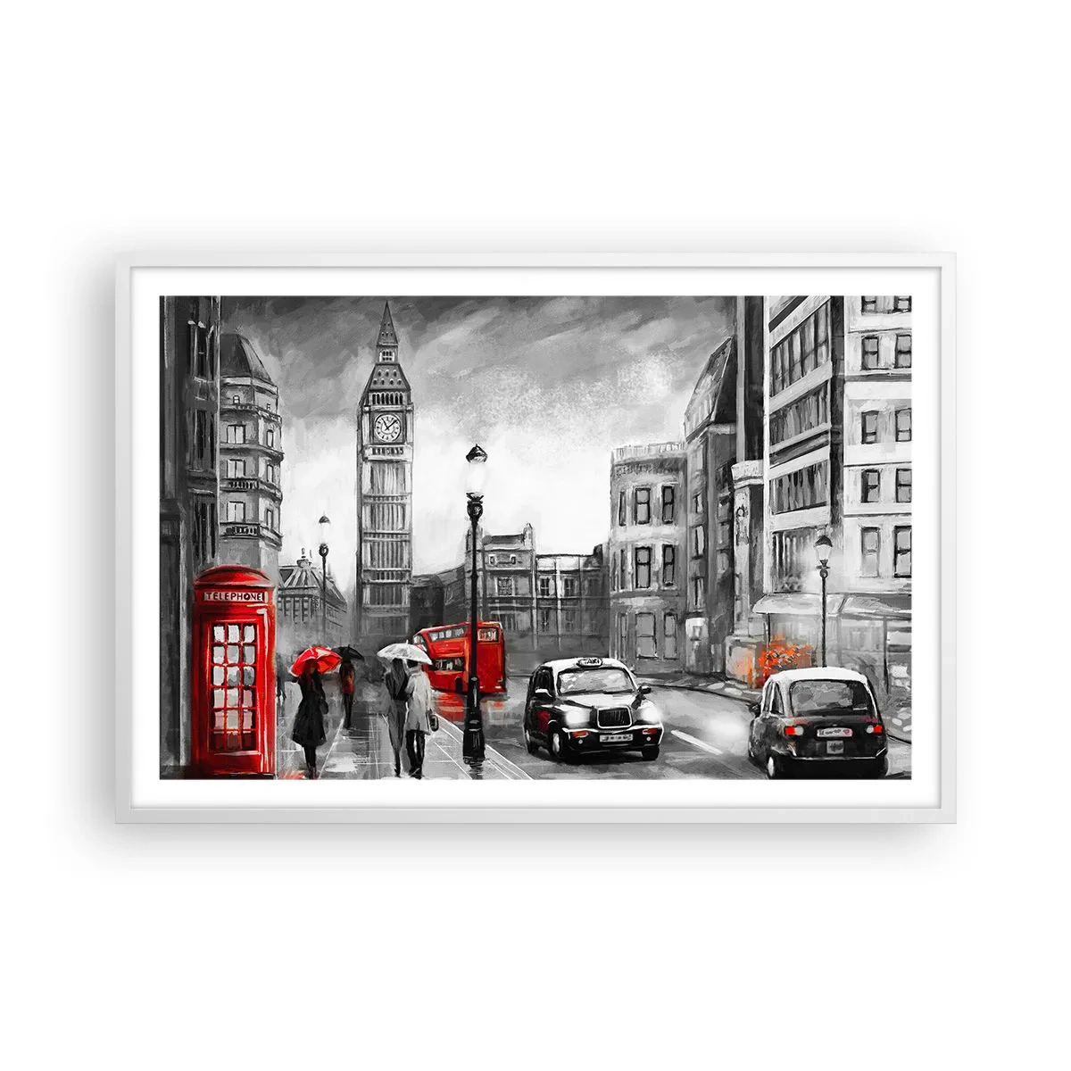 Plakat i hvid ramme - Overhovedet ikke en grå by - 91x61 cm