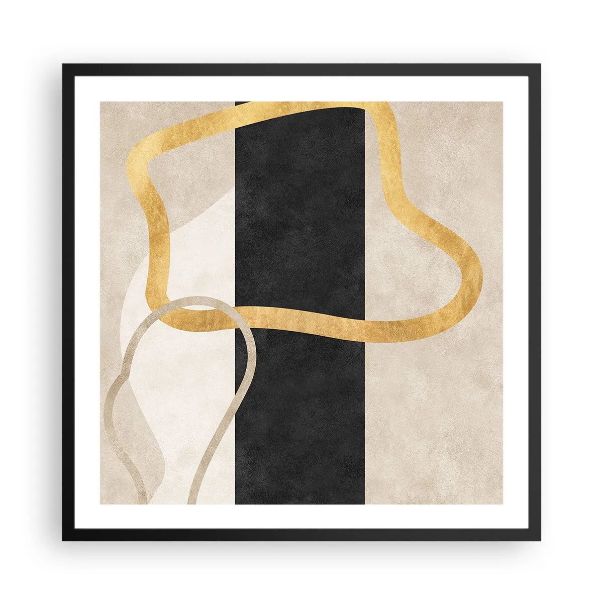 Plakat i sort ramme - Sløjfeformede former - 60x60 cm