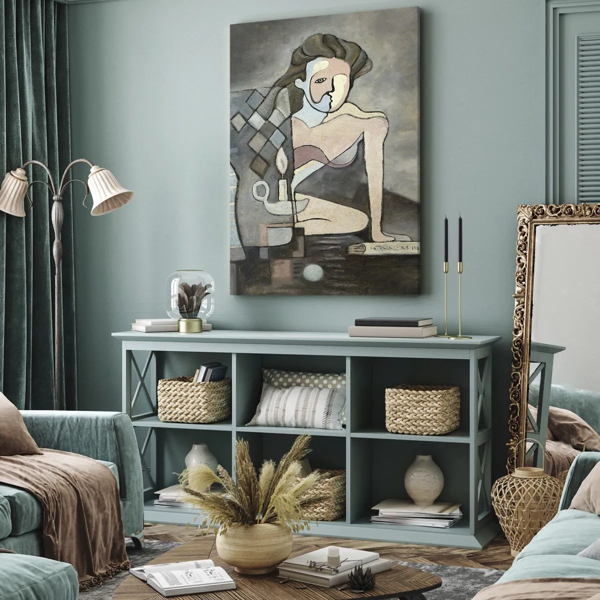 Lærredstryk - Billede på lærred - En mosaik af ånd og materie - 55x100 cm