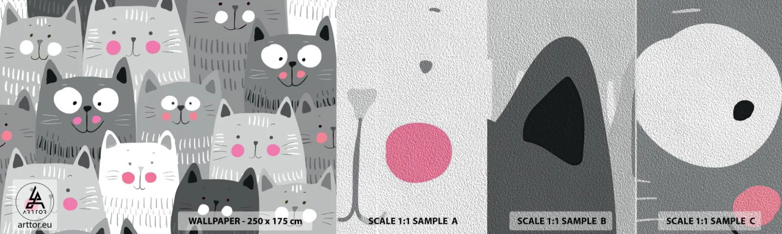 Prøve Fototapet Premium Sand - Kattens verden - For børn, Kat, Dyr - 100x30 cm