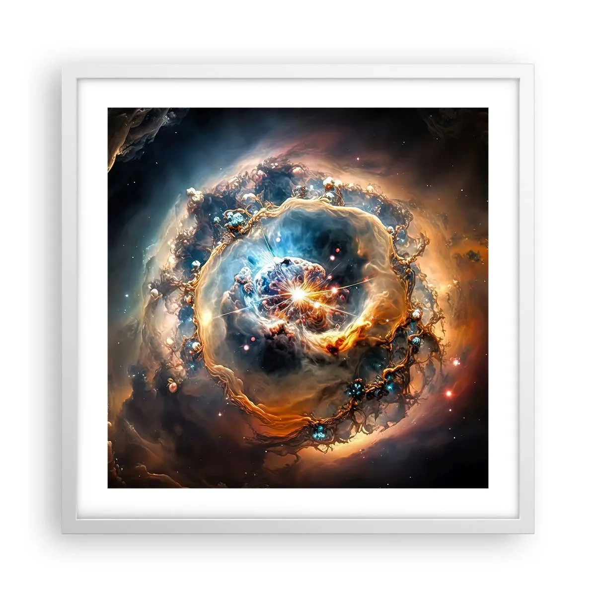 Plakat i hvid ramme - Begyndelse - 50x50 cm