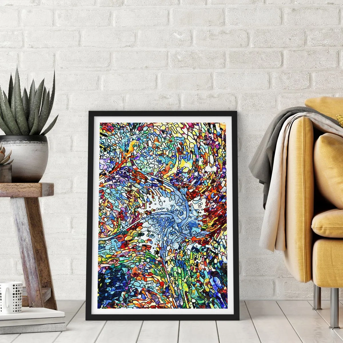 Plakat i sort ramme - Dråbe af farvet glas - 70x100 cm