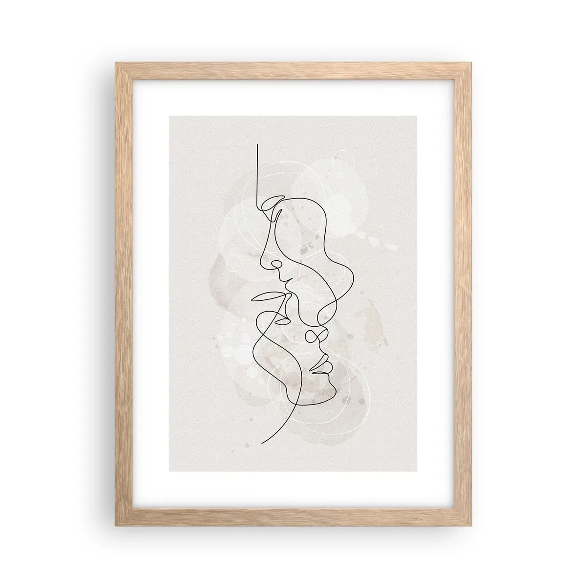 Plakat i ramme af lyst egetræ - Omfavnet i en omfavnelse - 30x40 cm