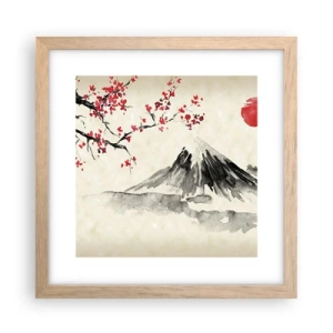Plakat i ramme af lyst egetræ - Bliv forelsket i Japan - 30x30 cm