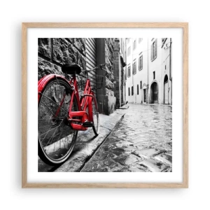 Plakat i ramme af lyst egetræ - Ægte skønhed ældes ikke - 50x50 cm