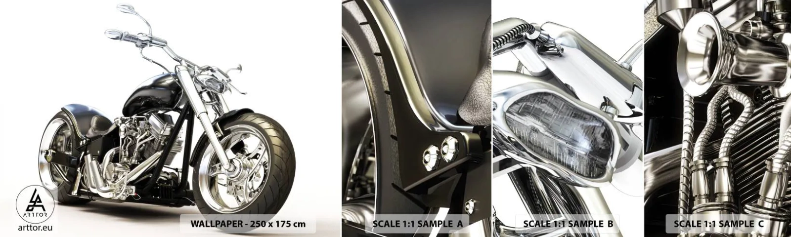 Fototapet Prøve Standard Eco - Styrke med karakter - Automotive, Motorcykel, Rejse - 100x30 cm