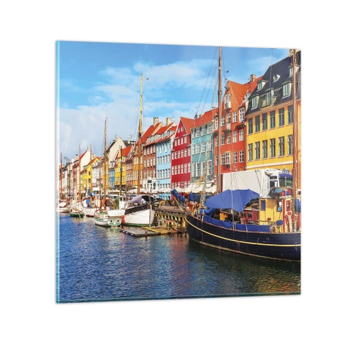 Billede på glas - Glædelig kaj - 50x50 cm