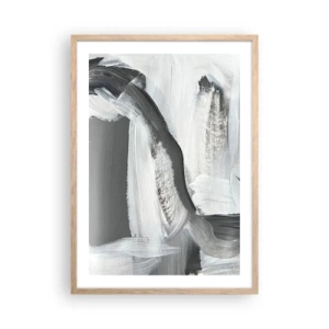 Plakat i ramme af lyst egetræ - Med beslutsom bevægelse - 50x70 cm