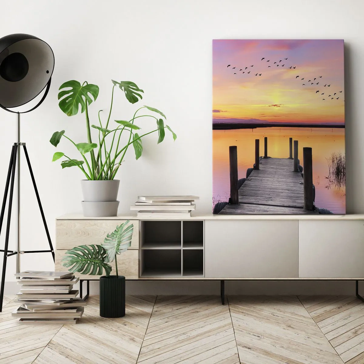 Lærredstryk - Billede på lærred - Violet stille daggry - 50x70 cm