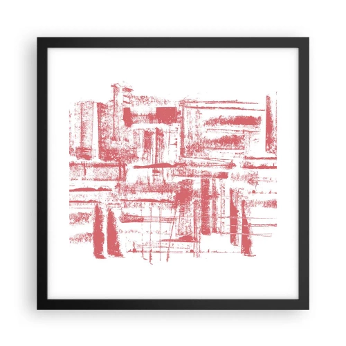 Plakat i sort ramme - Rød by - 40x40 cm