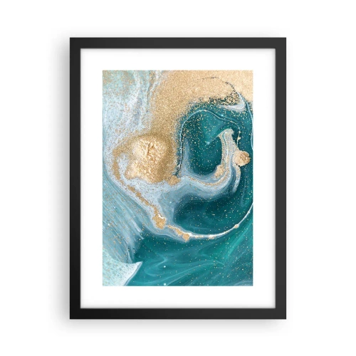 Plakat i sort ramme - En hvirvel af guld og turkis - 30x40 cm