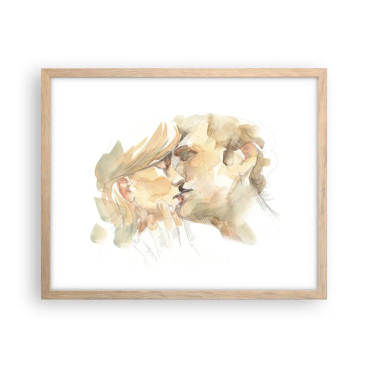 Plakat i ramme af lyst egetræ - Den fundne halvdel? - 50x40 cm