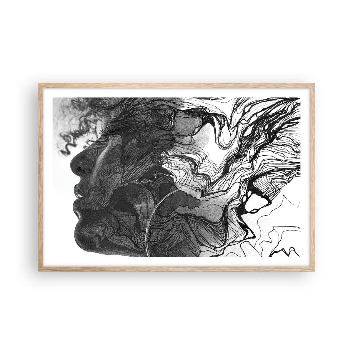 Plakat i ramme af lyst egetræ - Forviklet i drømme - 91x61 cm