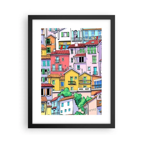 Plakat i sort ramme - Glædelig by - 30x40 cm