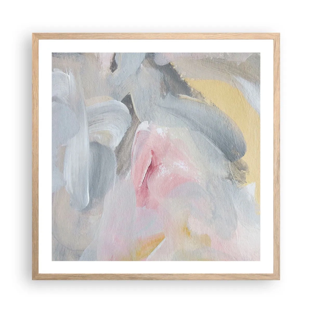 Plakat i ramme af lyst egetræ - I en pastelfarvet verden - 60x60 cm