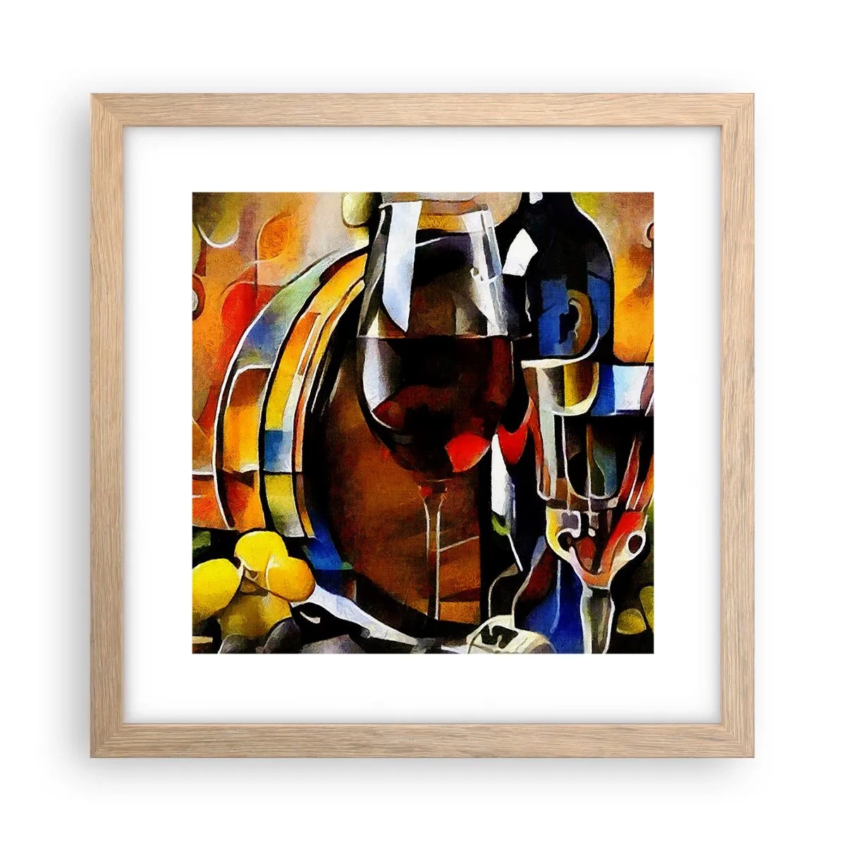 Plakat i ramme af lyst egetræ - Og verden bliver mere farverig - 30x30 cm